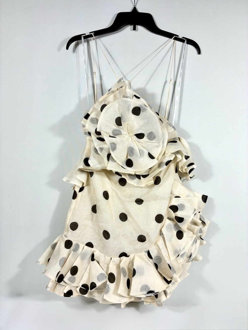 Zimmermann Crush Ruffle Halter Polka Dot Linen Silk Organza Mini Dress 4 US NWT - Picture 4 of 17